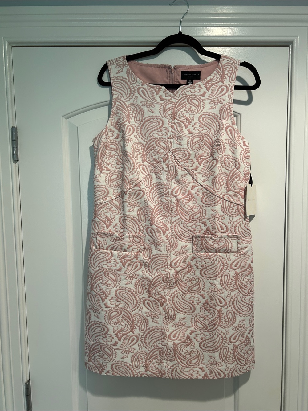 Victoria Beckham for Target Cream and Pink Paisley Sleeveless Shift Dress